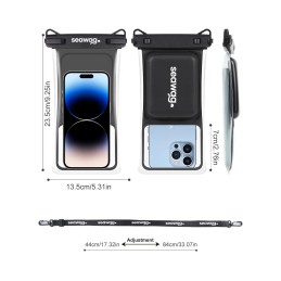 Étui flottant et étanche Seawag PRO 6,9 pouces, certifié IPX8, pour téléphone portable